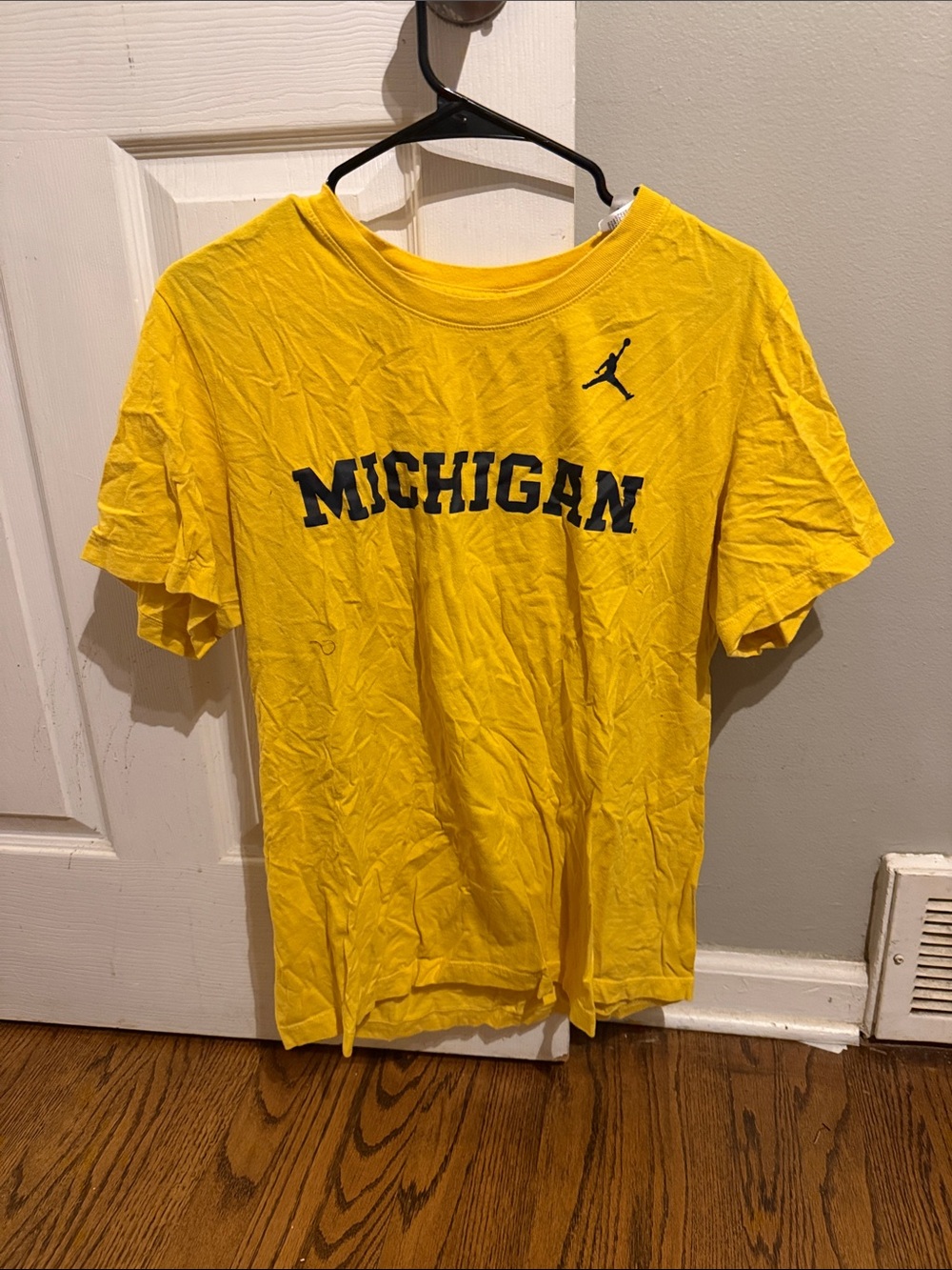 Jordan Yellow Michigan Arch Logo Tee with Jumpman